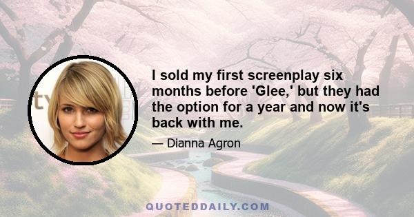 I sold my first screenplay six months before 'Glee,' but they had the option for a year and now it's back with me.