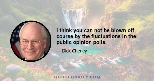 I think you can not be blown off course by the fluctuations in the public opinion polls.