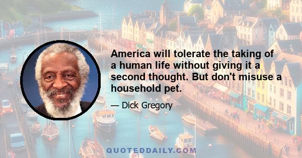 America will tolerate the taking of a human life without giving it a second thought. But don't misuse a household pet.