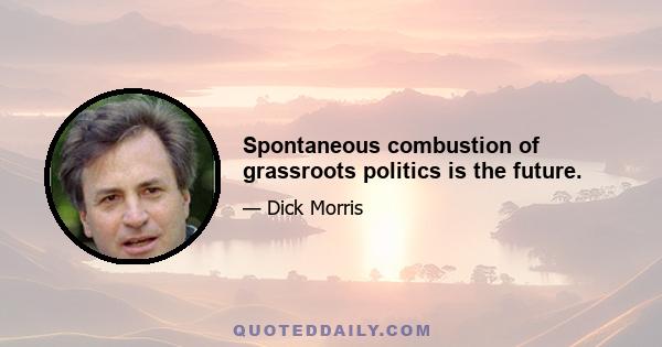 Spontaneous combustion of grassroots politics is the future.