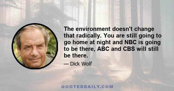 The environment doesn't change that radically. You are still going to go home at night and NBC is going to be there, ABC and CBS will still be there.