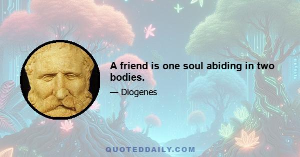 A friend is one soul abiding in two bodies.