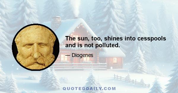 The sun, too, shines into cesspools and is not polluted.