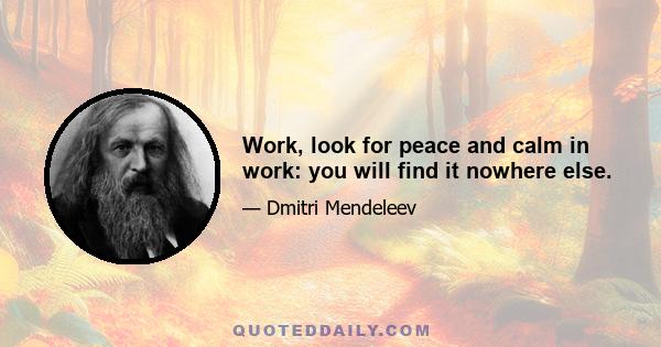 Work, look for peace and calm in work: you will find it nowhere else.