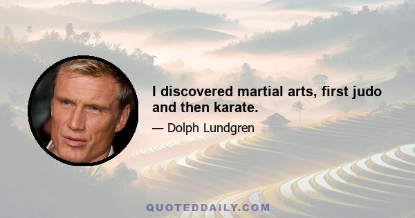 I discovered martial arts, first judo and then karate.