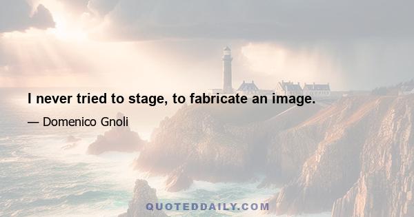 I never tried to stage, to fabricate an image.