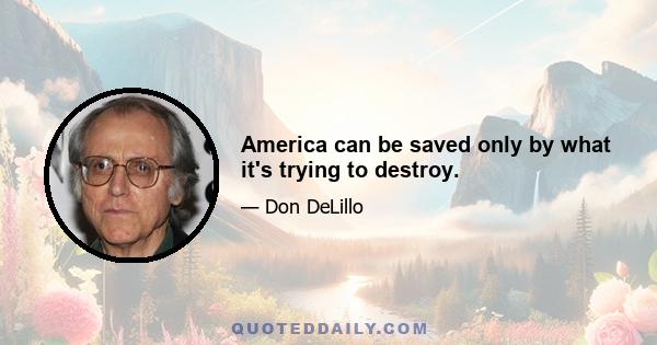 America can be saved only by what it's trying to destroy.