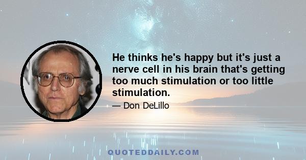 He thinks he's happy but it's just a nerve cell in his brain that's getting too much stimulation or too little stimulation.