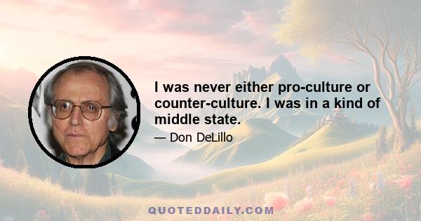 I was never either pro-culture or counter-culture. I was in a kind of middle state.