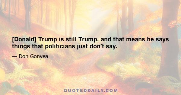 [Donald] Trump is still Trump, and that means he says things that politicians just don't say.