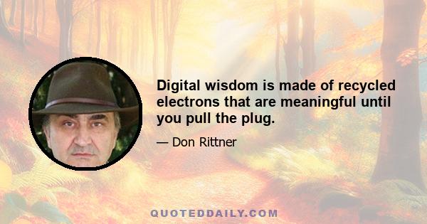 Digital wisdom is made of recycled electrons that are meaningful until you pull the plug.