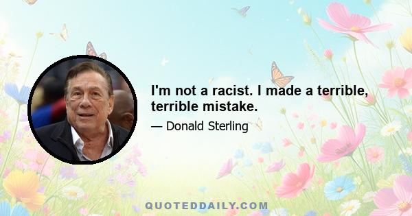 I'm not a racist. I made a terrible, terrible mistake.