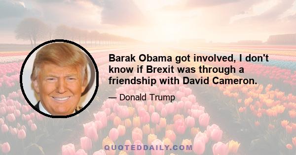 Barak Obama got involved, I don't know if Brexit was through a friendship with David Cameron.