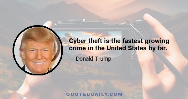 Cyber theft is the fastest growing crime in the United States by far.