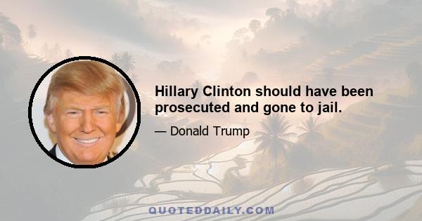 Hillary Clinton should have been prosecuted and gone to jail.