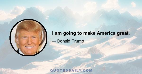 I am going to make America great.