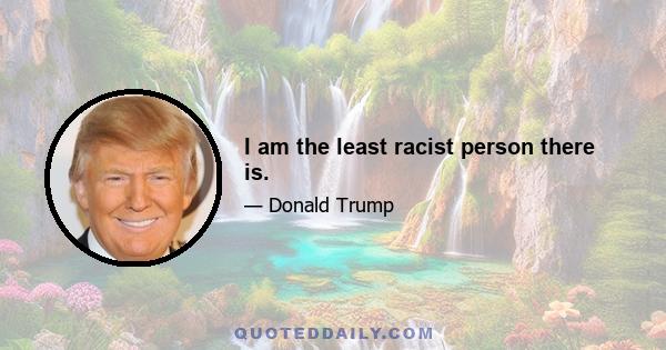 I am the least racist person there is.