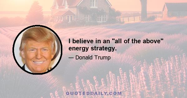 I believe in an all of the above energy strategy.