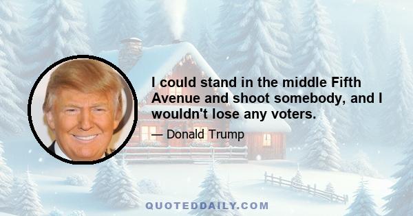 I could stand in the middle Fifth Avenue and shoot somebody, and I wouldn't lose any voters.