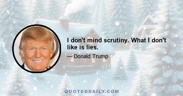 I don't mind scrutiny. What I don't like is lies.