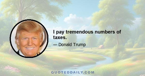 I pay tremendous numbers of taxes.