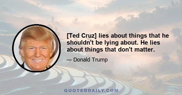 [Ted Cruz] lies about things that he shouldn't be lying about. He lies about things that don't matter.