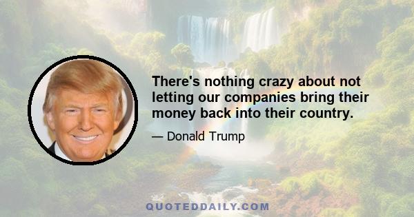 There's nothing crazy about not letting our companies bring their money back into their country.