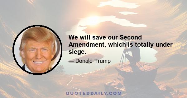 We will save our Second Amendment, which is totally under siege.