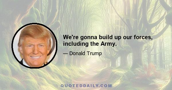 We're gonna build up our forces, including the Army.