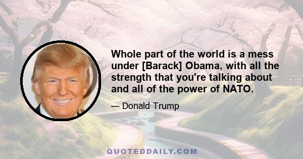 Whole part of the world is a mess under [Barack] Obama, with all the strength that you're talking about and all of the power of NATO.