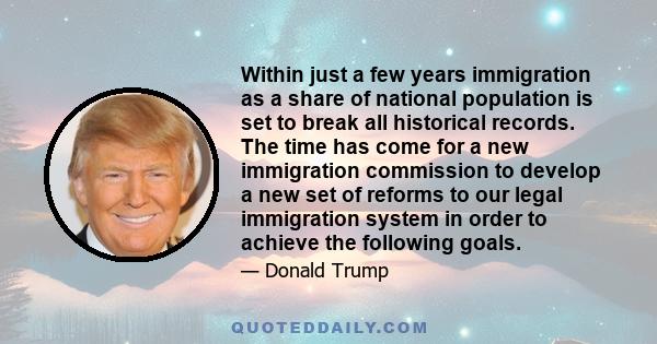 Within just a few years immigration as a share of national population is set to break all historical records. The time has come for a new immigration commission to develop a new set of reforms to our legal immigration