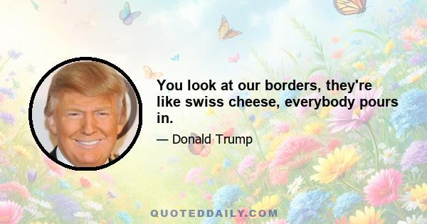 You look at our borders, they're like swiss cheese, everybody pours in.