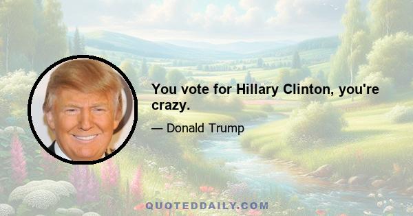 You vote for Hillary Clinton, you're crazy.