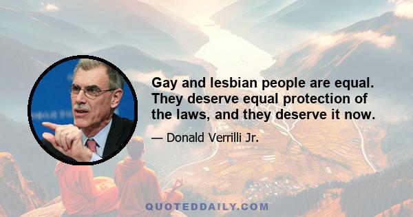 Gay and lesbian people are equal. They deserve equal protection of the laws, and they deserve it now.