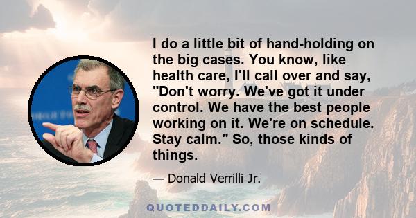 I do a little bit of hand-holding on the big cases. You know, like health care, I'll call over and say, Don't worry. We've got it under control. We have the best people working on it. We're on schedule. Stay calm. So,