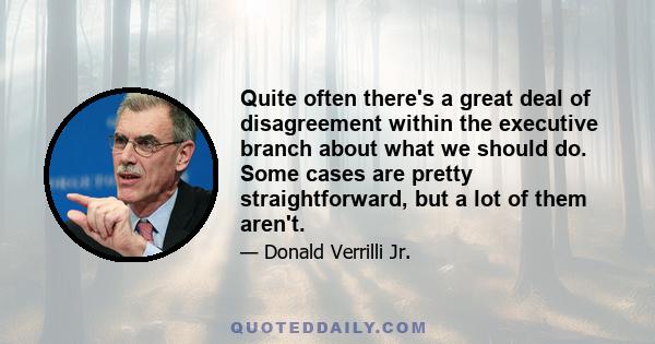 Quite often there's a great deal of disagreement within the executive branch about what we should do. Some cases are pretty straightforward, but a lot of them aren't.