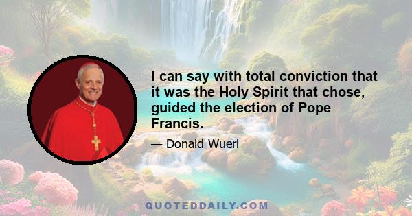 I can say with total conviction that it was the Holy Spirit that chose, guided the election of Pope Francis.