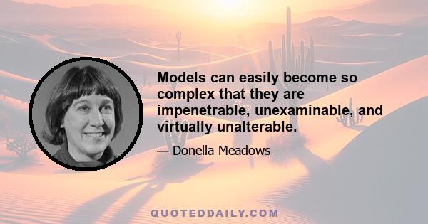 Models can easily become so complex that they are impenetrable, unexaminable, and virtually unalterable.