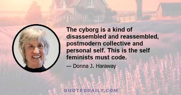 The cyborg is a kind of disassembled and reassembled, postmodern collective and personal self. This is the self feminists must code.