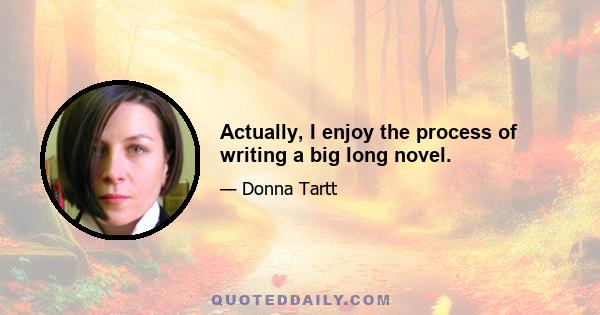 Actually, I enjoy the process of writing a big long novel.