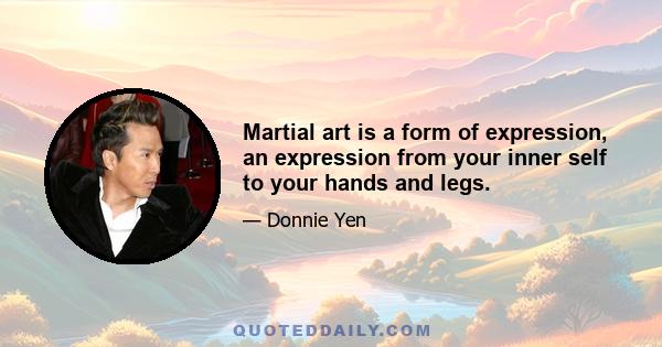 Martial art is a form of expression, an expression from your inner self to your hands and legs.