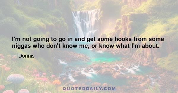 I'm not going to go in and get some hooks from some niggas who don't know me, or know what I'm about.