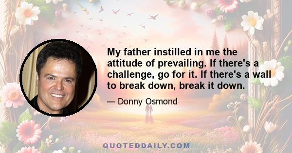 My father instilled in me the attitude of prevailing. If there's a challenge, go for it. If there's a wall to break down, break it down.