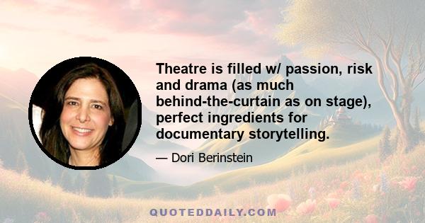 Theatre is filled w/ passion, risk and drama (as much behind-the-curtain as on stage), perfect ingredients for documentary storytelling.