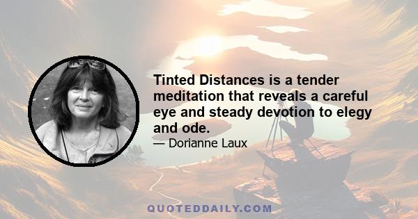 Tinted Distances is a tender meditation that reveals a careful eye and steady devotion to elegy and ode.