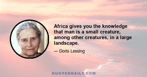 Africa gives you the knowledge that man is a small creature, among other creatures, in a large landscape.