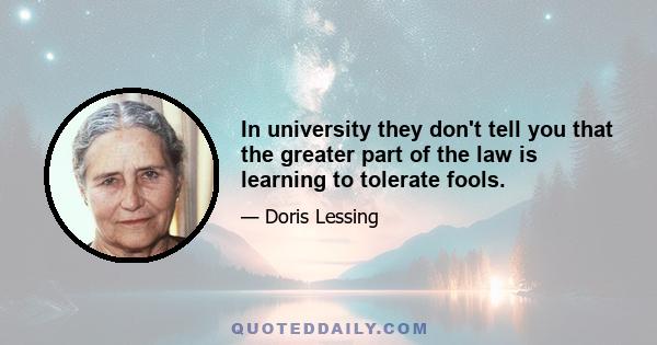 In university they don't tell you that the greater part of the law is learning to tolerate fools.