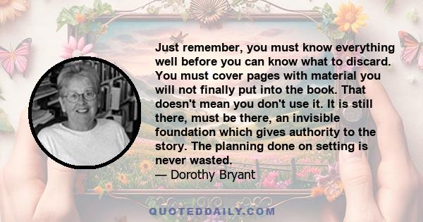 Just remember, you must know everything well before you can know what to discard. You must cover pages with material you will not finally put into the book. That doesn't mean you don't use it. It is still there, must be 