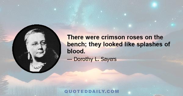 There were crimson roses on the bench; they looked like splashes of blood.