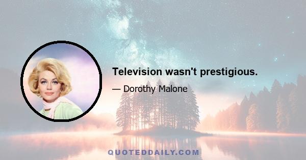 Television wasn't prestigious.